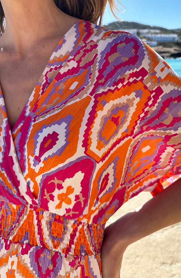 Viscose V-Hals Print Dress Jurk Multicolor – alle jurkjes — foto 4