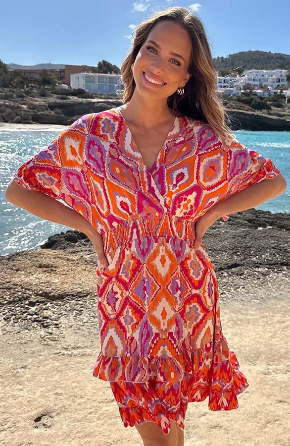 Viscose V-Hals Print Dress Jurk Multicolor – alle jurkjes — foto 8