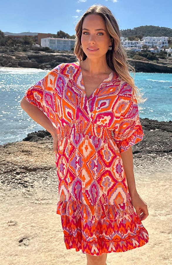 Viscose V-Hals Print Dress Jurk Multicolor – alle jurkjes — foto 10