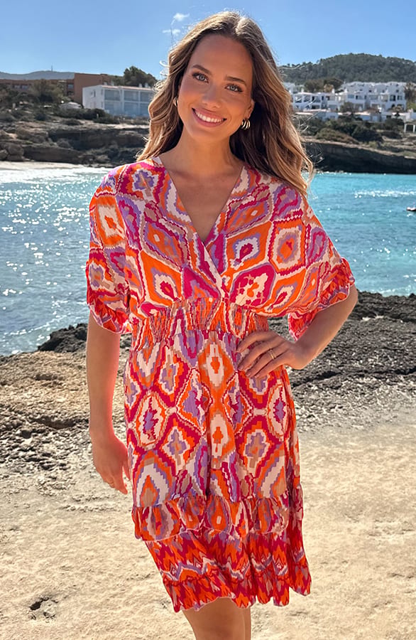 Viscose V-Hals Print Dress Jurk Multicolor – alle jurkjes — foto 11