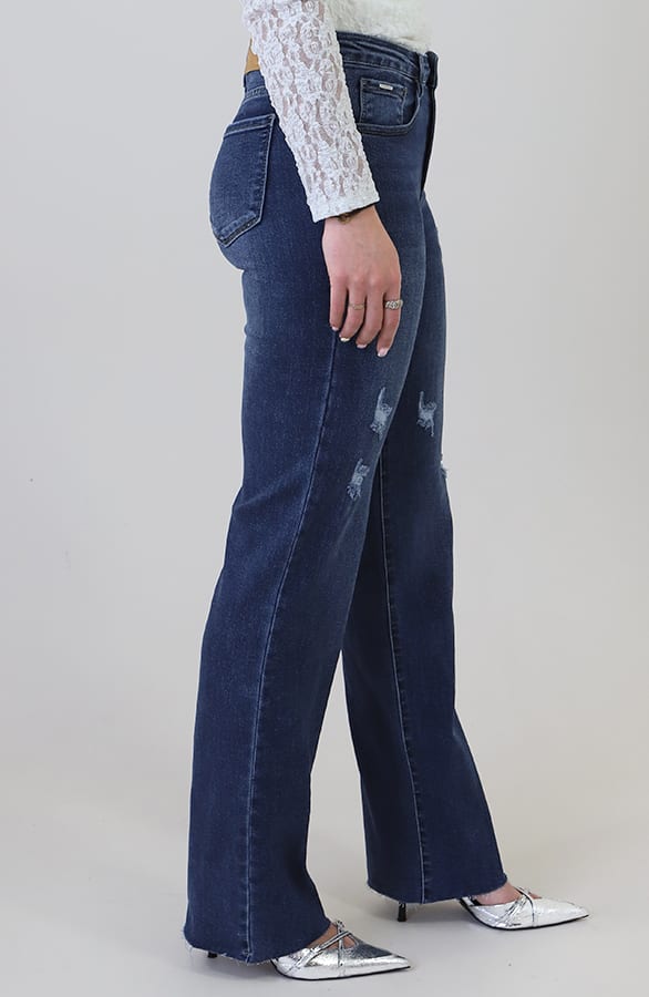 Wide Leg Jeans Dez Dark Blue Damaged — foto 3