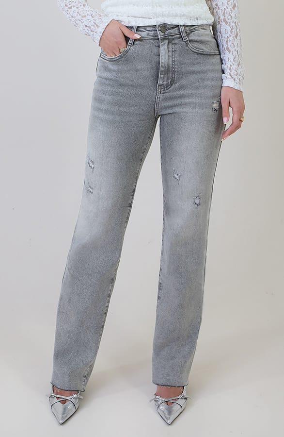 Wide Leg Jeans Dez Grey Damaged — foto 2