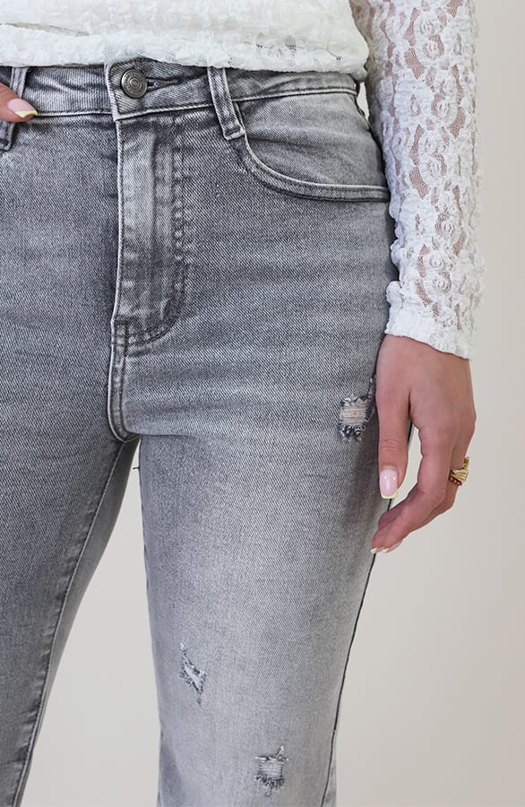 Wide Leg Jeans Dez Grey Damaged — foto 5
