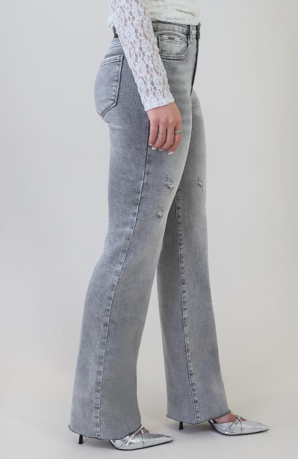 Wide Leg Jeans Dez Grey Damaged — foto 3