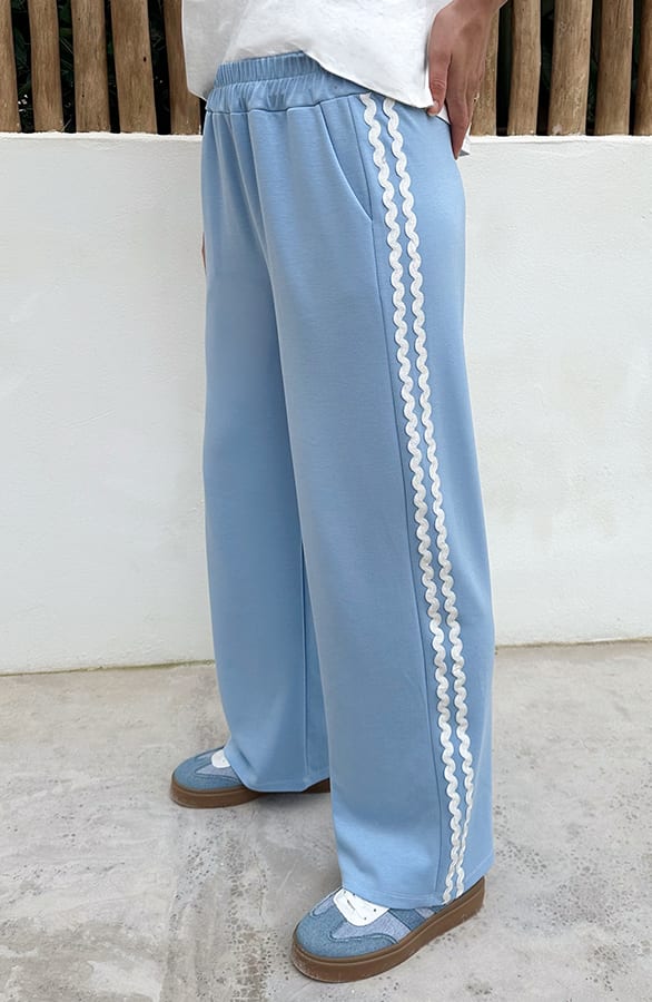 Wide Leg Swirl Bies Pants Light Blue – broeken — foto 2