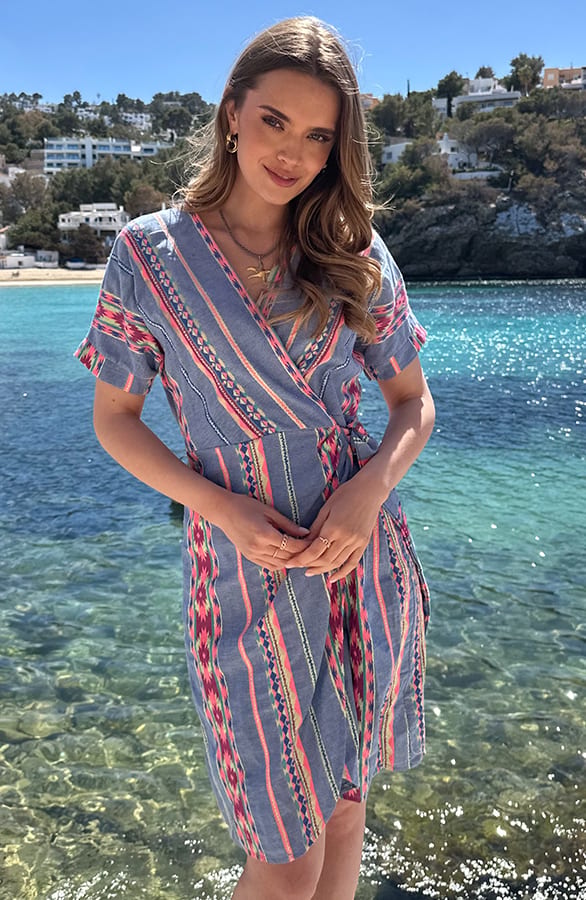 Wrap Jurk Fenna Print Jeansblauw – alle jurkjes — foto 5