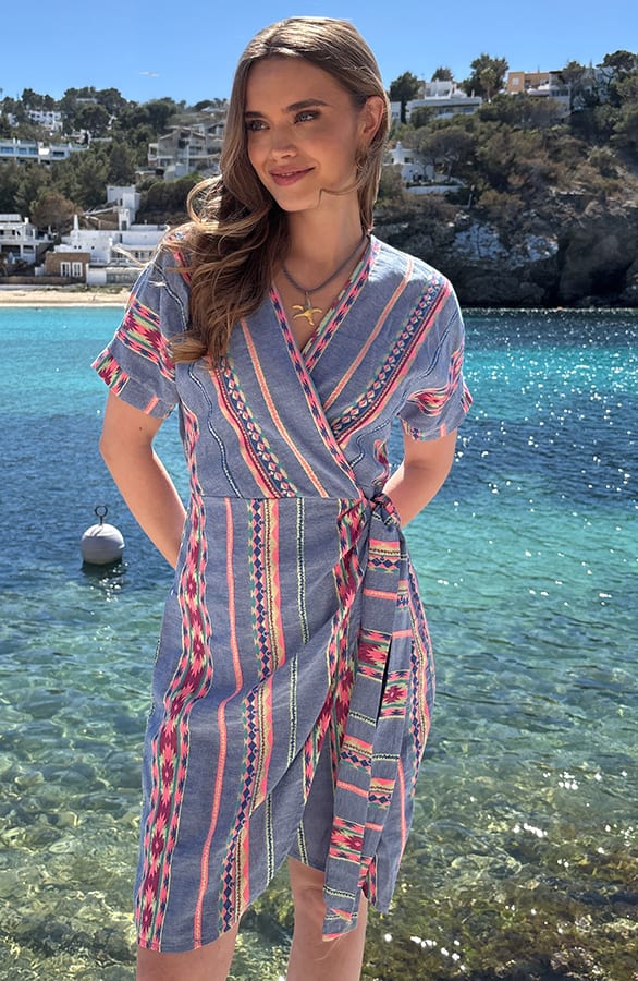 Wrap Jurk Fenna Print Jeansblauw – alle jurkjes — foto 7