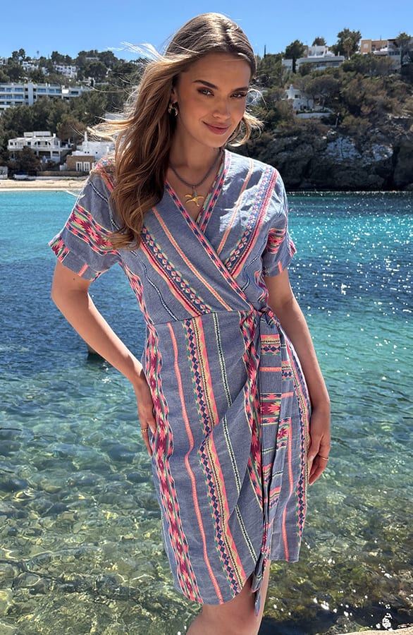 Wrap Jurk Fenna Print Jeansblauw – alle jurkjes — foto 2