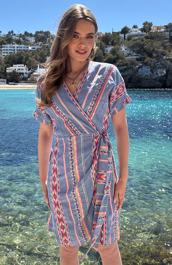 Wrap Jurk Fenna Print Jeansblauw – alle jurkjes — foto 8