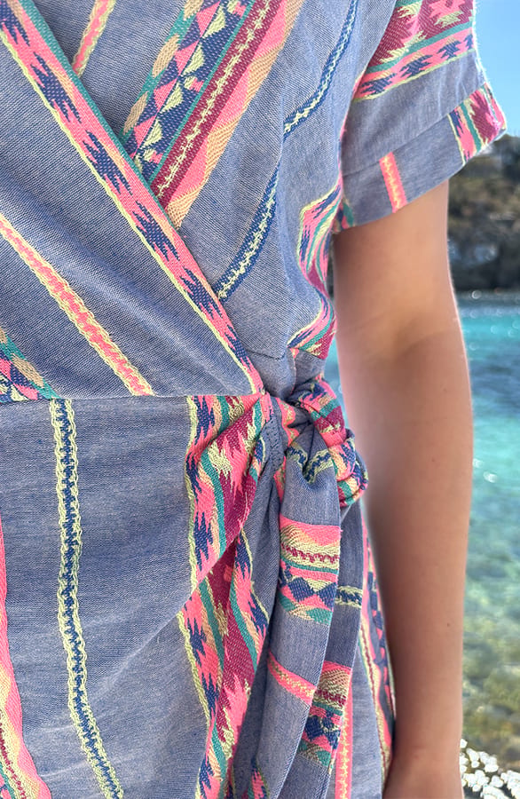 Wrap Jurk Fenna Print Jeansblauw – alle jurkjes — foto 4