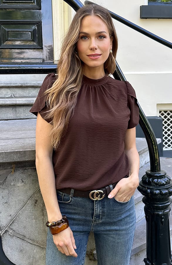 Col Neck Top Choco