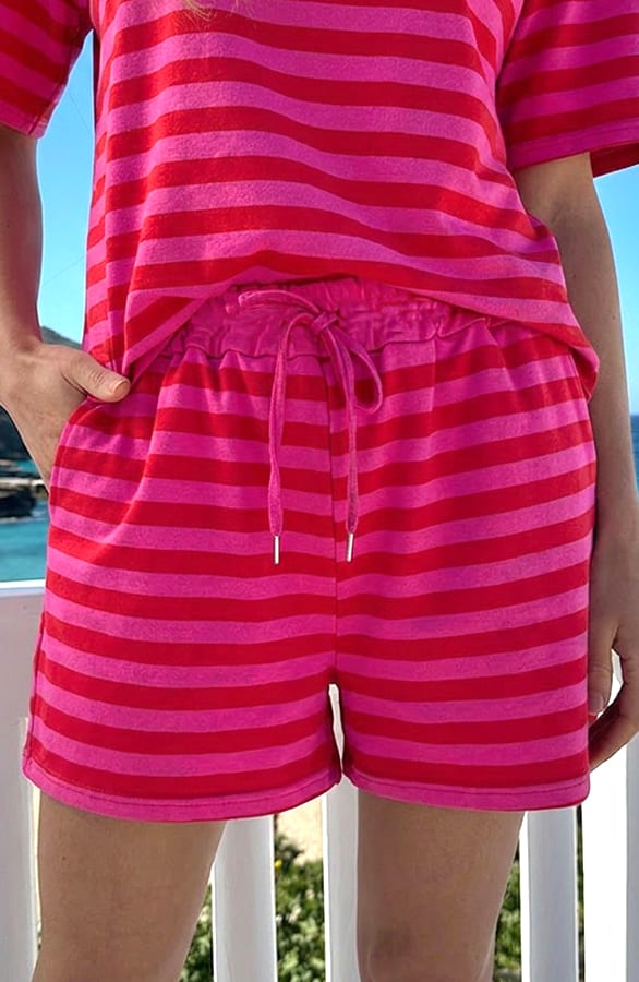 Cotton Stripe Short Pink Red