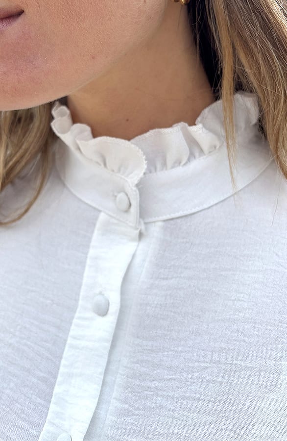 Elegant Ruffle Neck Blouse Ecru – kleding — foto 4