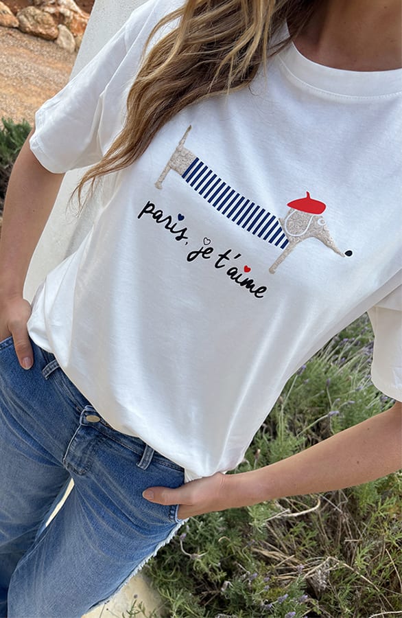 Je Taime T-Shirt Dachshund Ecru – shirts & tops — foto 4
