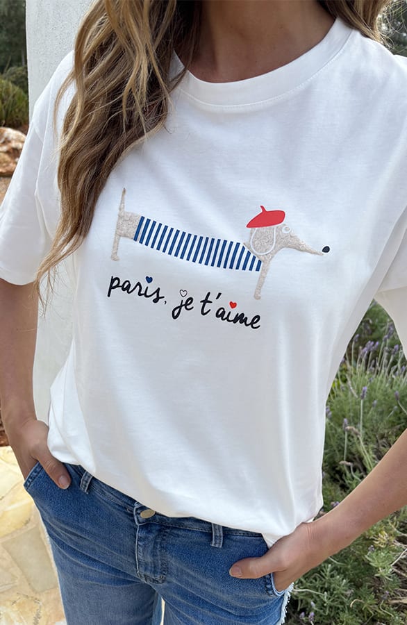 Je Taime T-Shirt Dachshund Ecru – shirts & tops — foto 5