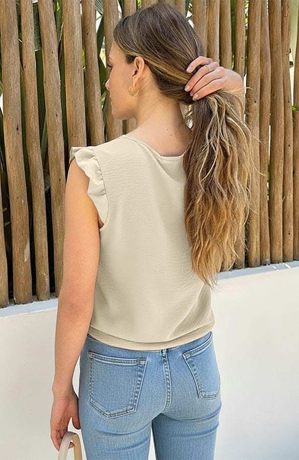 Kanten Ruches Top Beige – shirts & tops — foto 3