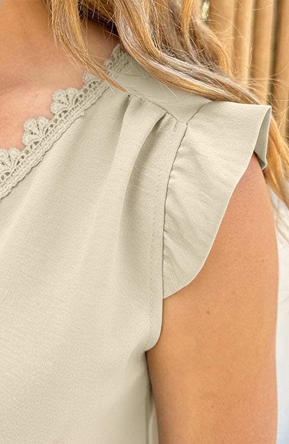 Kanten Ruches Top Beige – shirts & tops — foto 4