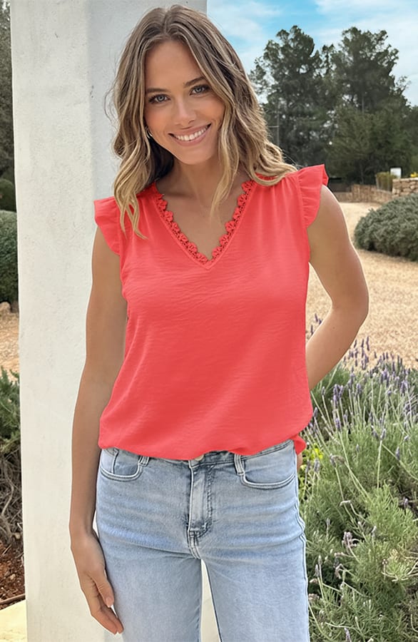 Kanten Ruches Top Koraal – shirts & tops — foto 2