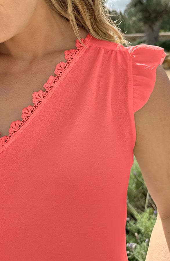 Kanten Ruches Top Koraal – shirts & tops — foto 4