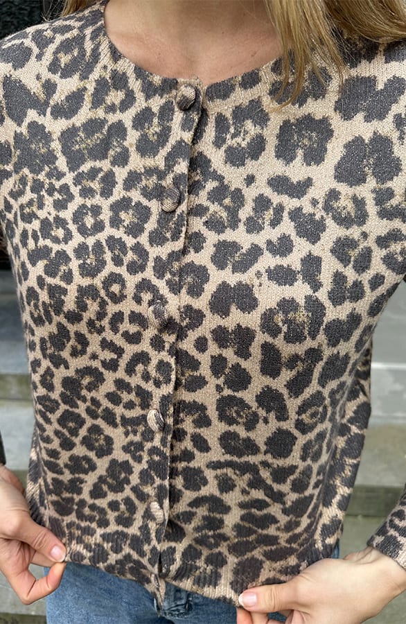 Gebreid Leopard Vest Keira Beige – truien, foto 6