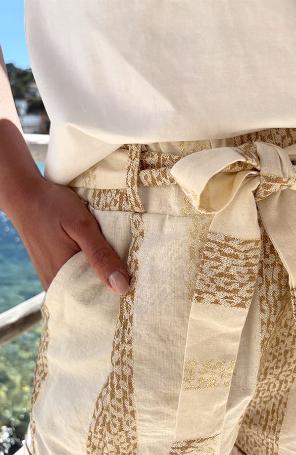 Leopard Stripe Short Beige Goud – shorts — foto 4