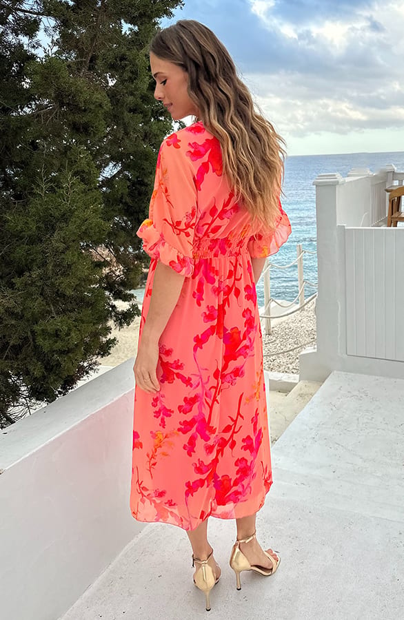 Maxi V-Hals Jurk Peach Blossom – alle jurkjes — foto 4
