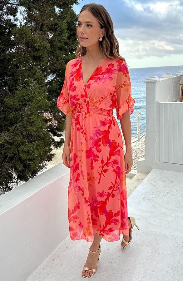 Maxi V-Hals Jurk Peach Blossom – alle jurkjes — foto 3