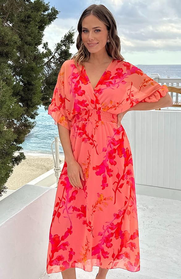 Maxi V-Hals Jurk Peach Blossom – alle jurkjes — foto 6