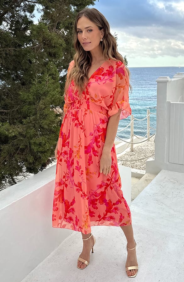 Maxi V-Hals Jurk Peach Blossom – alle jurkjes — foto 7