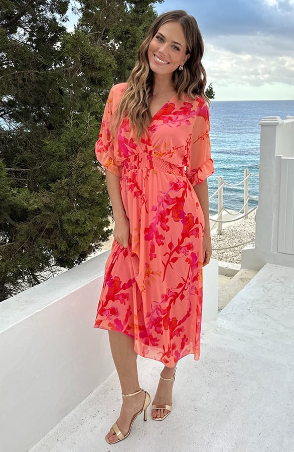 Maxi V-Hals Jurk Peach Blossom – alle jurkjes — foto 8