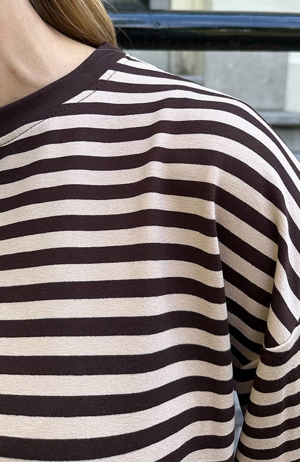 Oversized Gestreepte Katoenen Top Bruin Beige – shirts & tops — foto 6