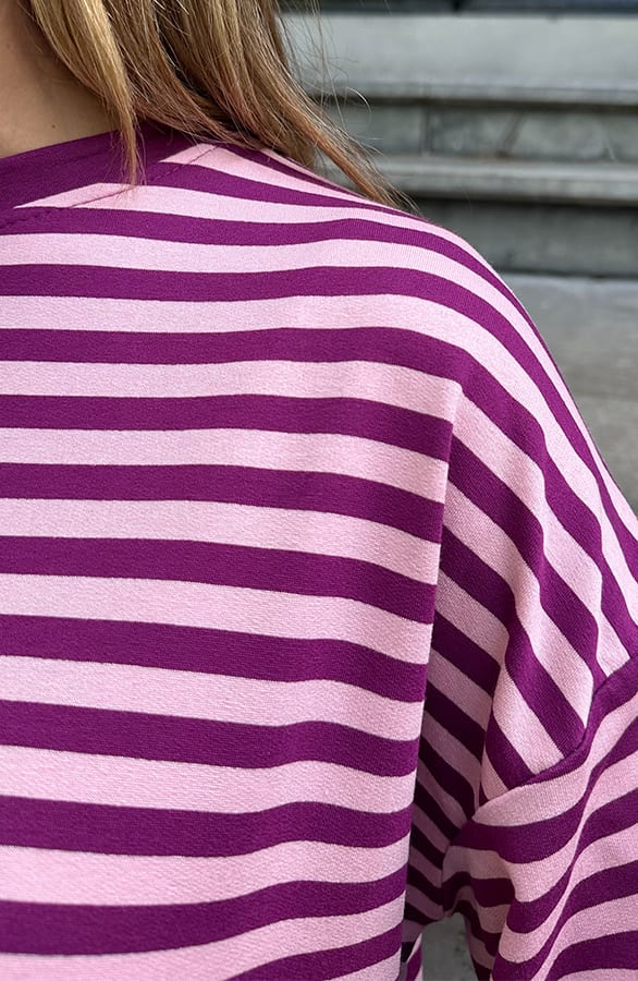 Oversized Gestreepte Katoenen Top Paars Roze – shirts & tops — foto 5