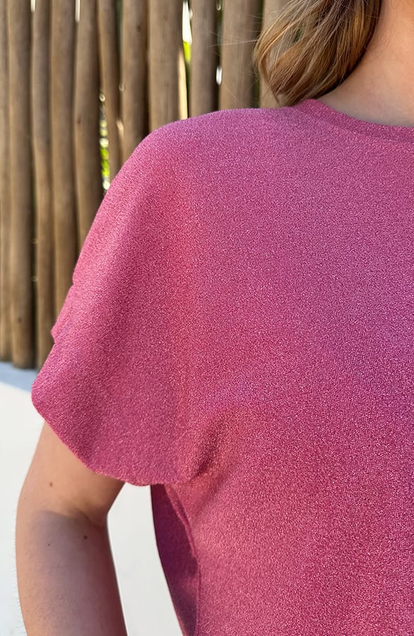 Oversized Lurex Shirt Roze – shirts & tops — foto 4