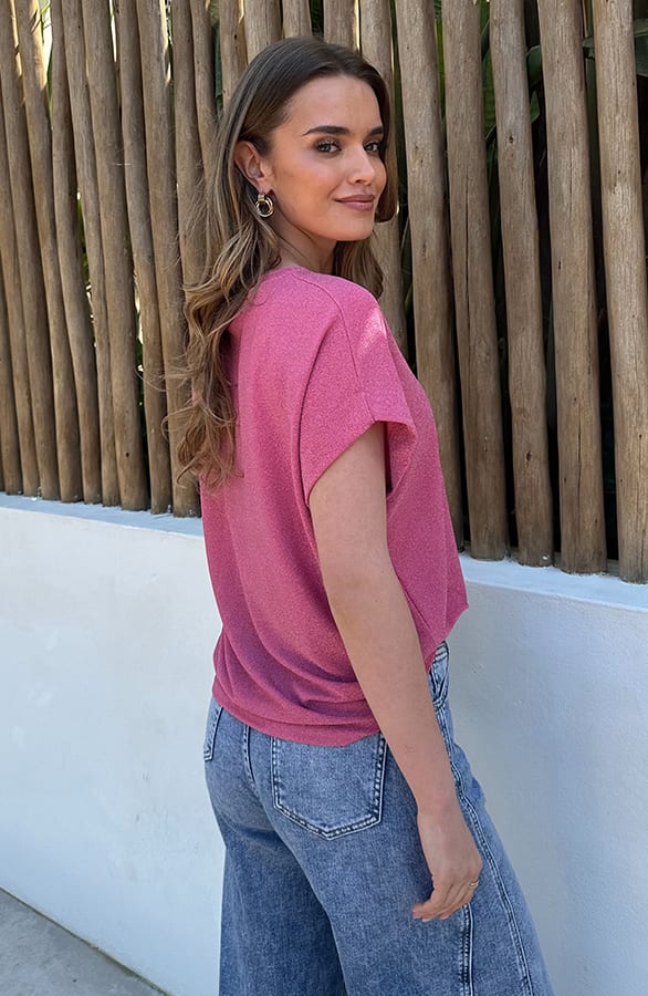 Oversized Lurex Shirt Roze – shirts & tops — foto 5