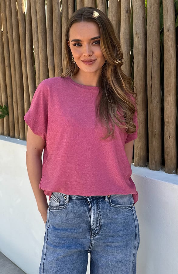 Oversized Lurex Shirt Roze – shirts & tops — foto 8