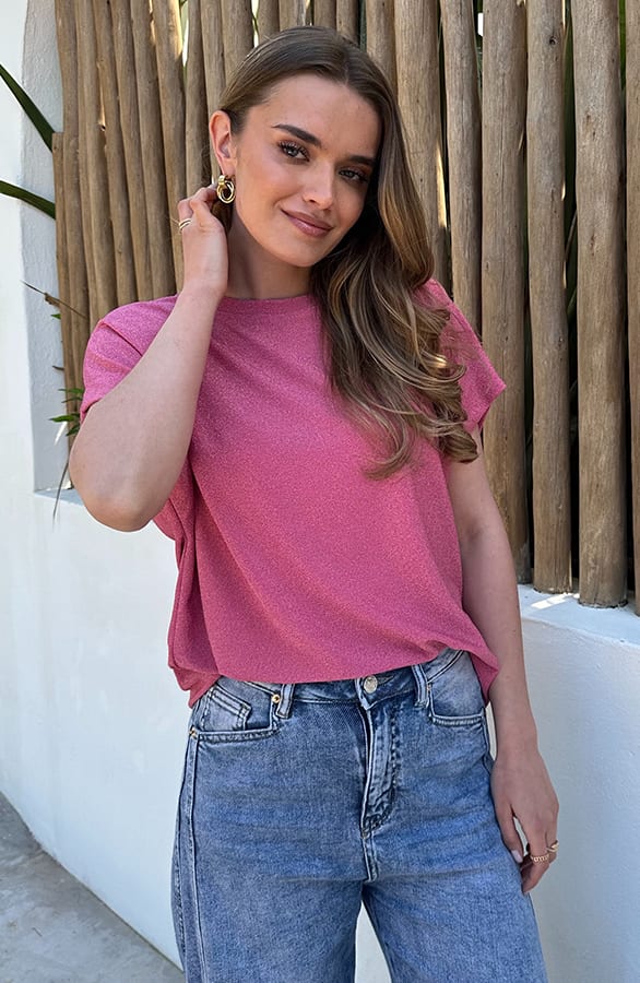 Oversized Lurex Shirt Roze – shirts & tops — foto 10