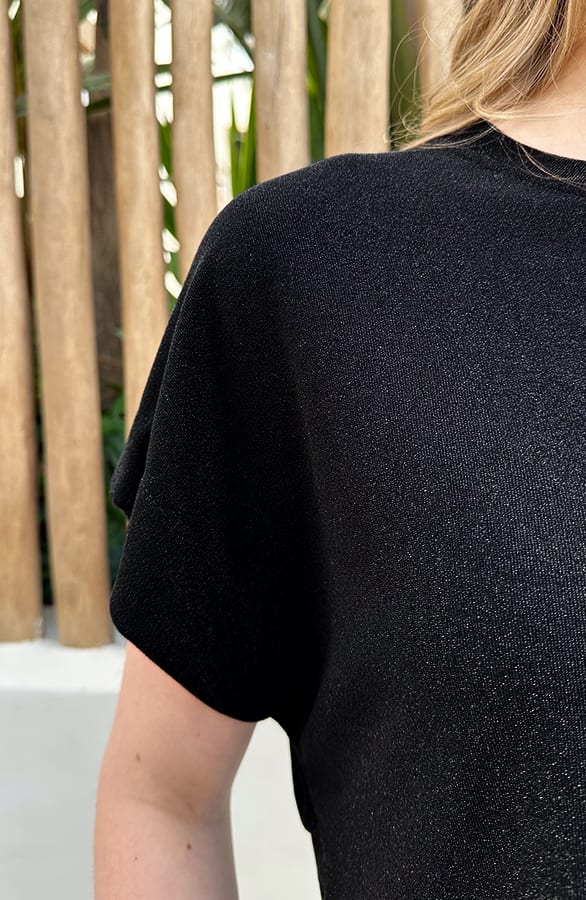Oversized Lurex Shirt Zwart – shirts & tops — foto 4