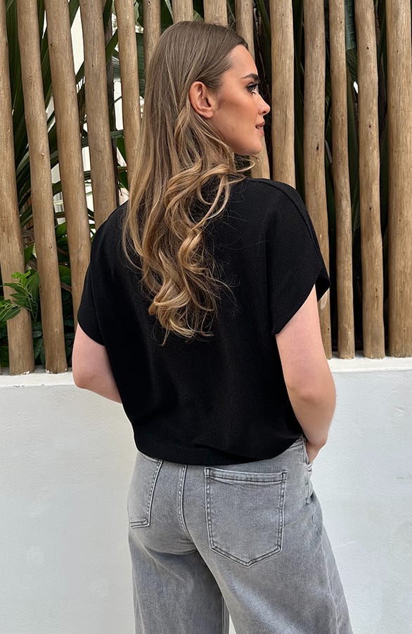 Oversized Lurex Shirt Zwart – shirts & tops — foto 3