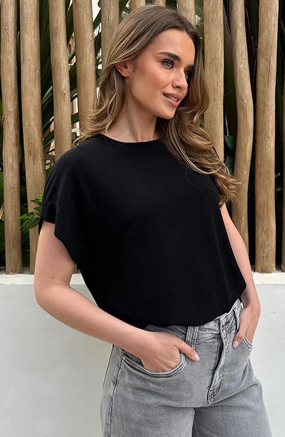 Oversized Lurex Shirt Zwart – shirts & tops