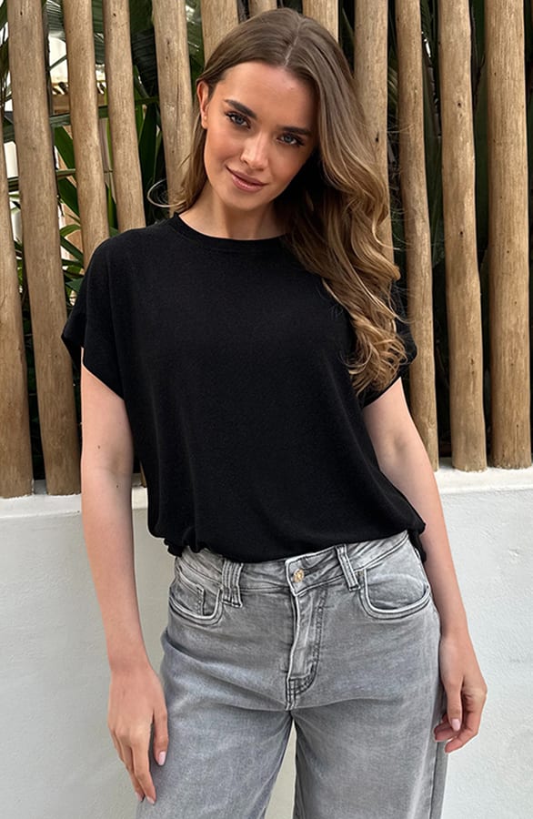 Oversized Lurex Shirt Zwart – shirts & tops — foto 7