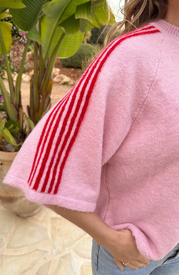 Oversized Sweater Met Bies Roze – truien — foto 4