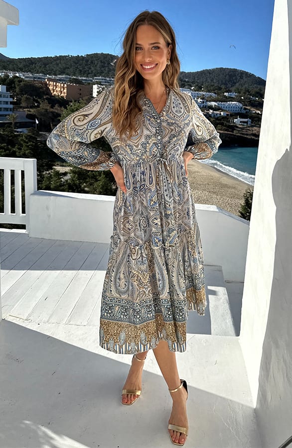 Paisley Midi Jurk Viscose Blue – alle jurkjes — foto 2