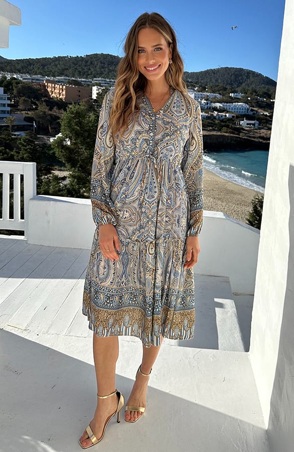 Paisley Midi Jurk Viscose Blue – alle jurkjes — foto 7