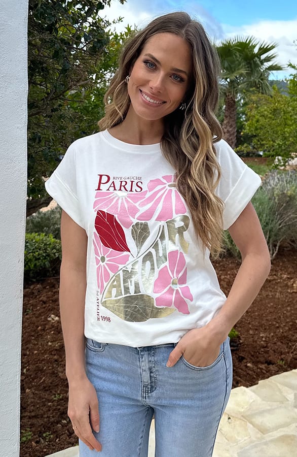 Paris Amour Flower Top Ecru