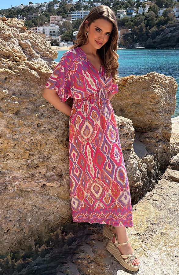 Printed Maxi Dress Roze Lila – alle jurkjes