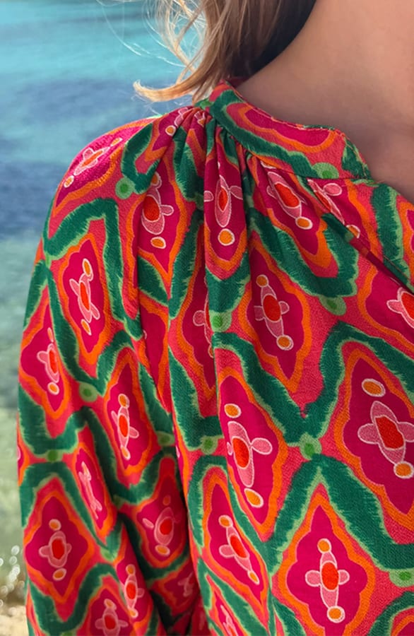 Ruffle Print Blouse Groen – kleding — foto 4