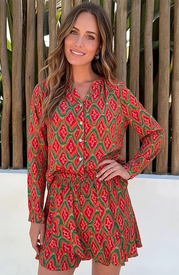Ruffle Print Skort Groen – skorts — foto 2