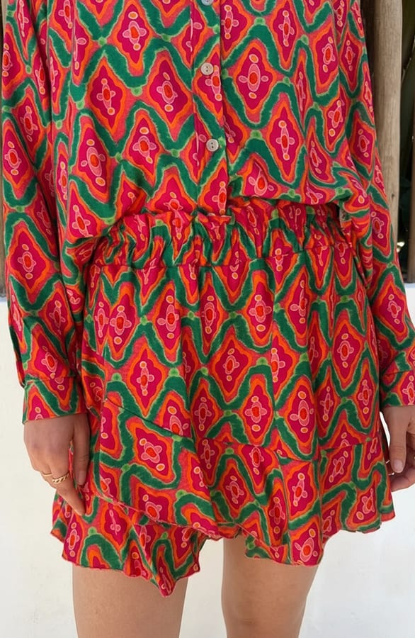 Ruffle Print Skort Groen