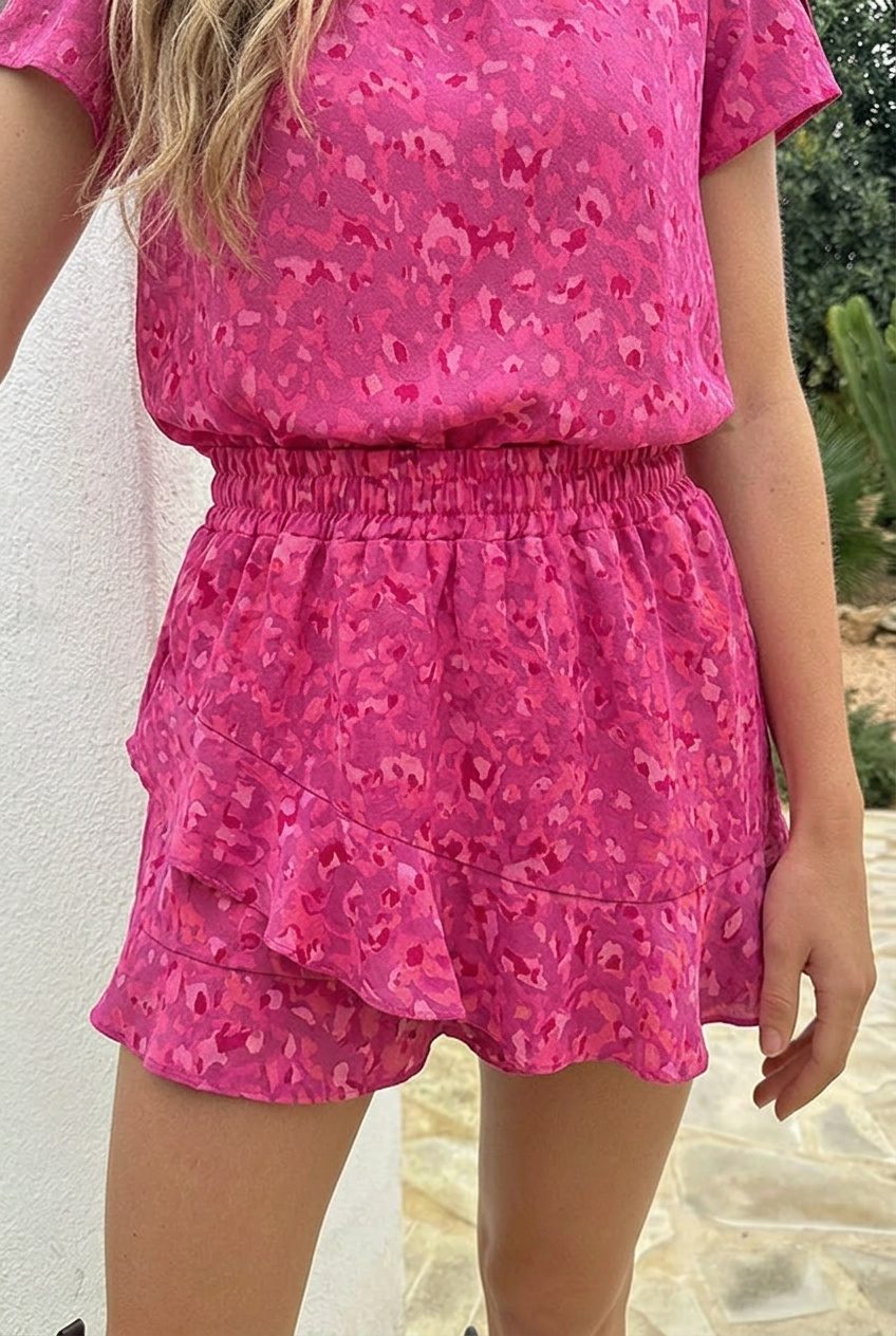 Ruffle Skort Print Roze