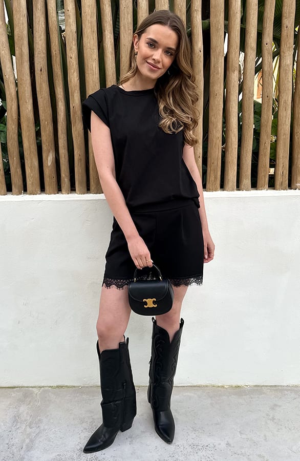 Scuba Short Lace Lace Detail Zwart – shorts — foto 5